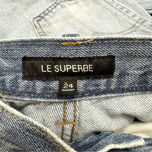 Le Superbe Embellished Frayed Straight Leg Jeans - Picture 13 of 14